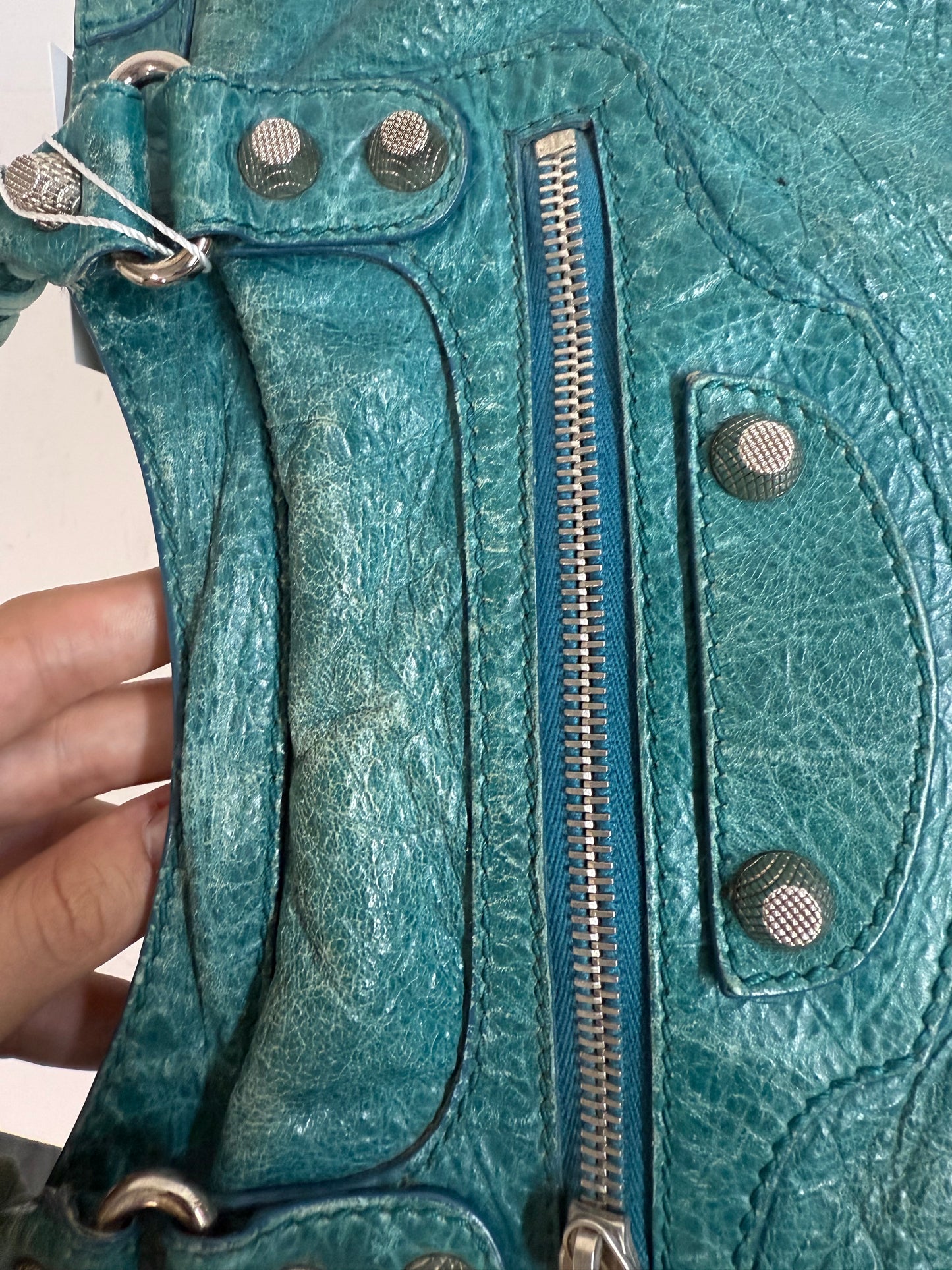 Balenciaga Teal Leather City Bag