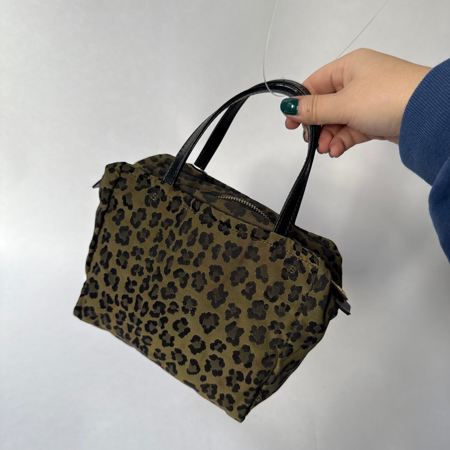 Fendi Brown Leopard Canvas Top Handle Tote