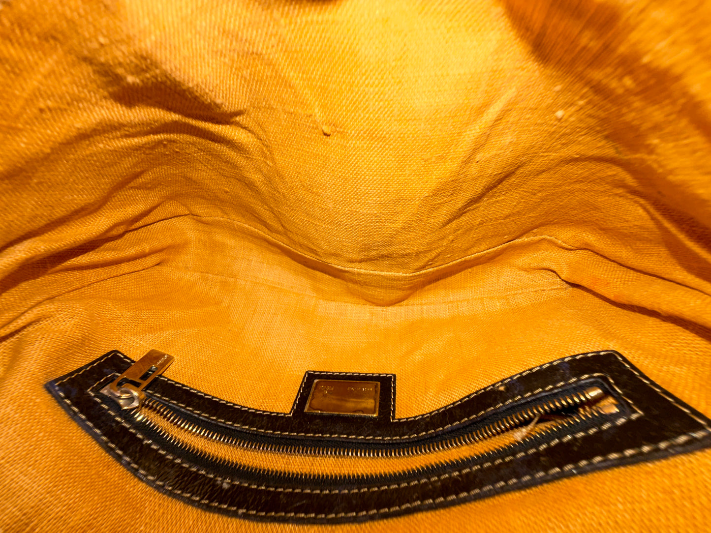 Fendi Beige Canvas Baguette Shoulder Bag w/ Rhinestones