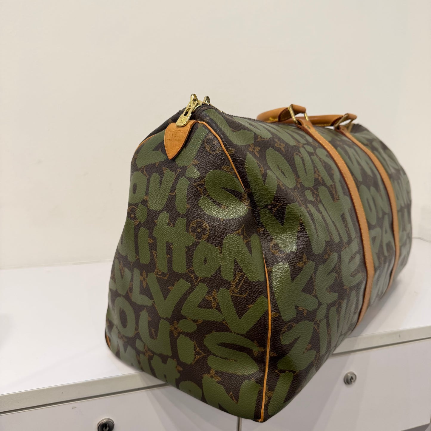 Louis Vuitton x Stephen Sprouse Green Graffiti Monogram Keepall 50 Duffle Bag