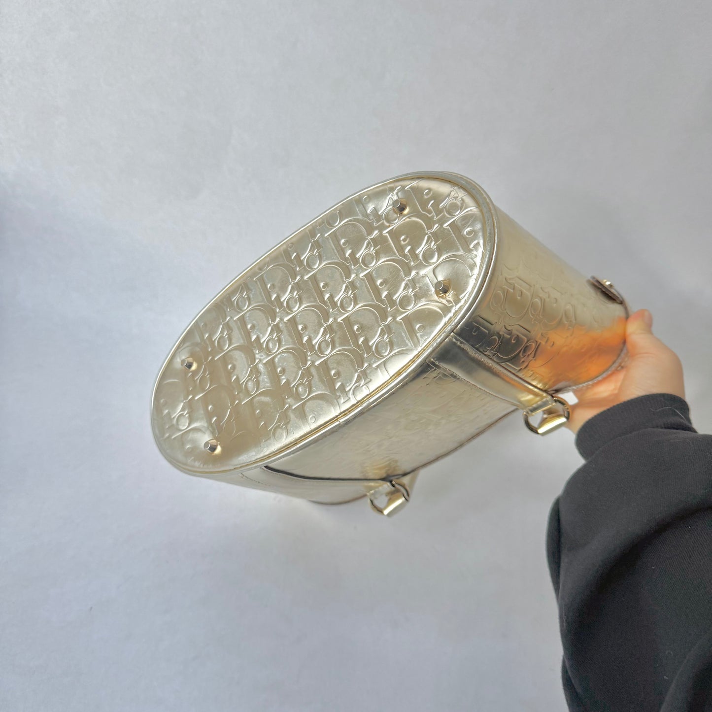 Christian Dior Gold Oblique Monogram Metallic Patent Leather Ultimate Tote