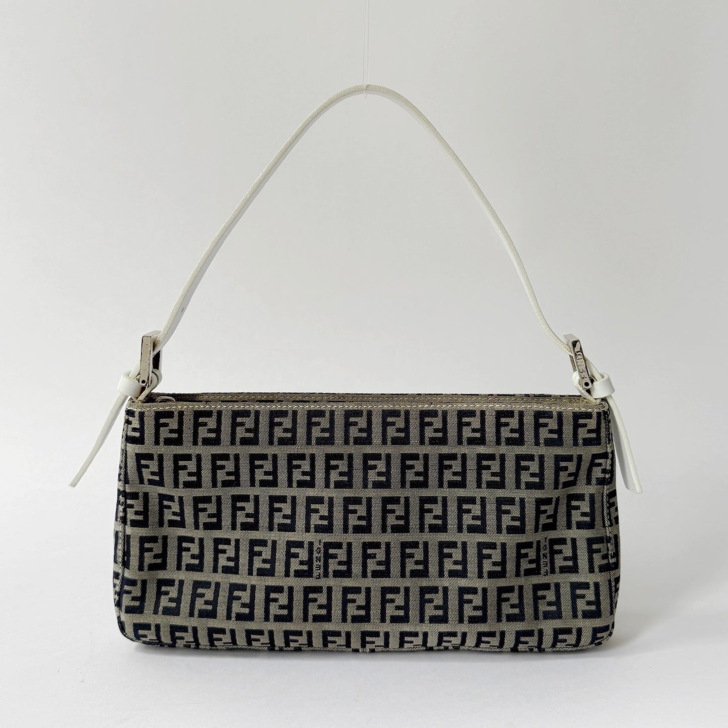Fendi Navy Zucchino Canvas Pochette Shoulder Bag
