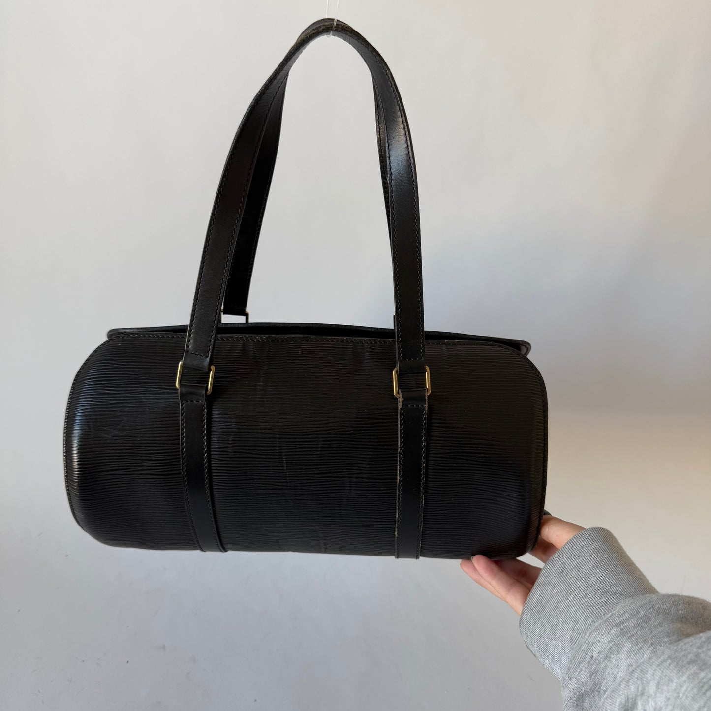 Louis Vuitton Black Epi Leather Souffolt Barrel Bag