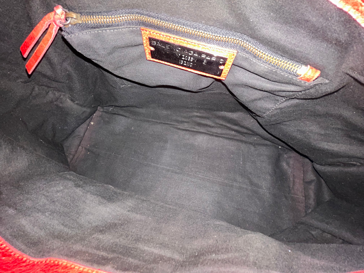 Balenciaga Red Leather Work Tote Bag w/ Bronze Hardware