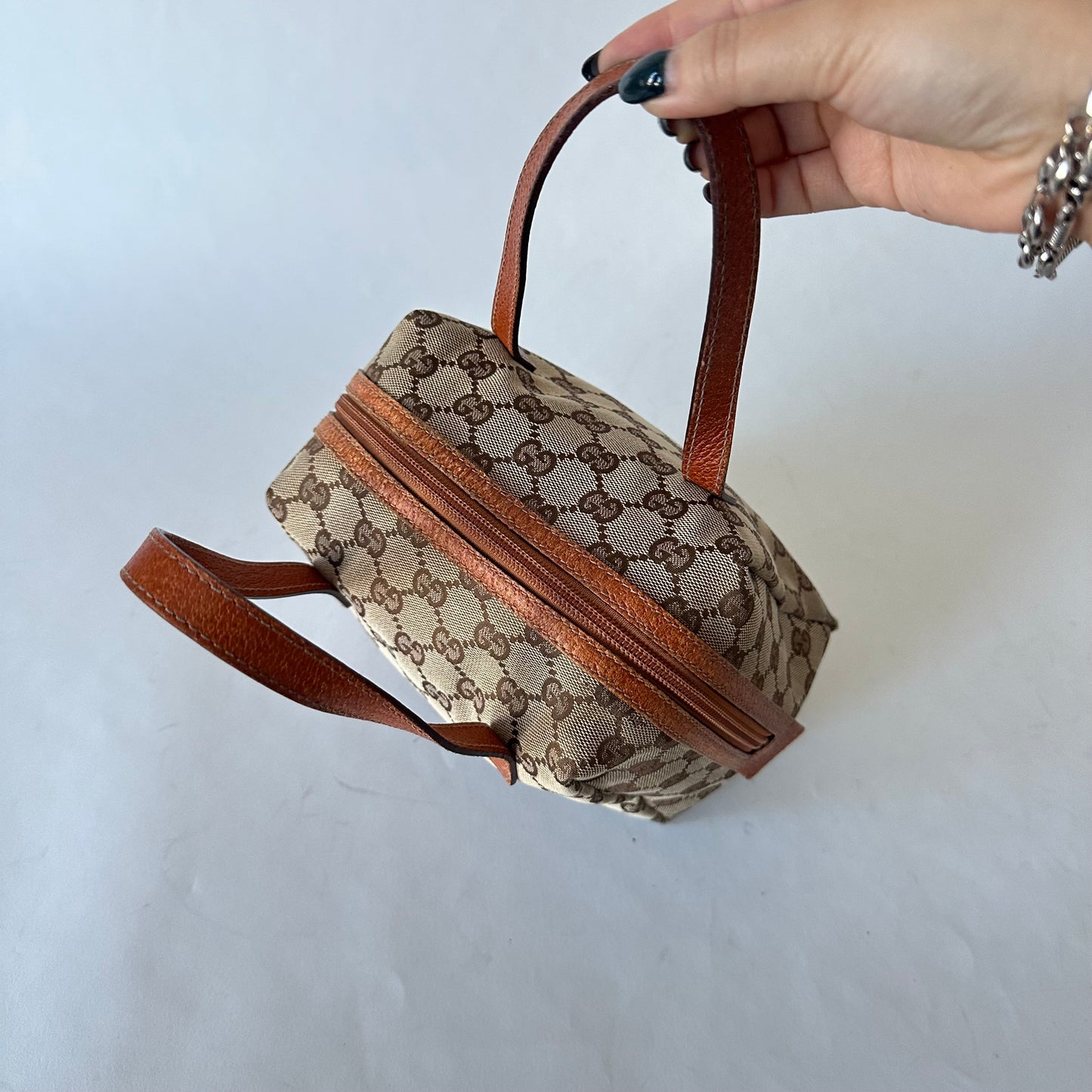 Gucci Brown Monogram Mini Top Handle Bag