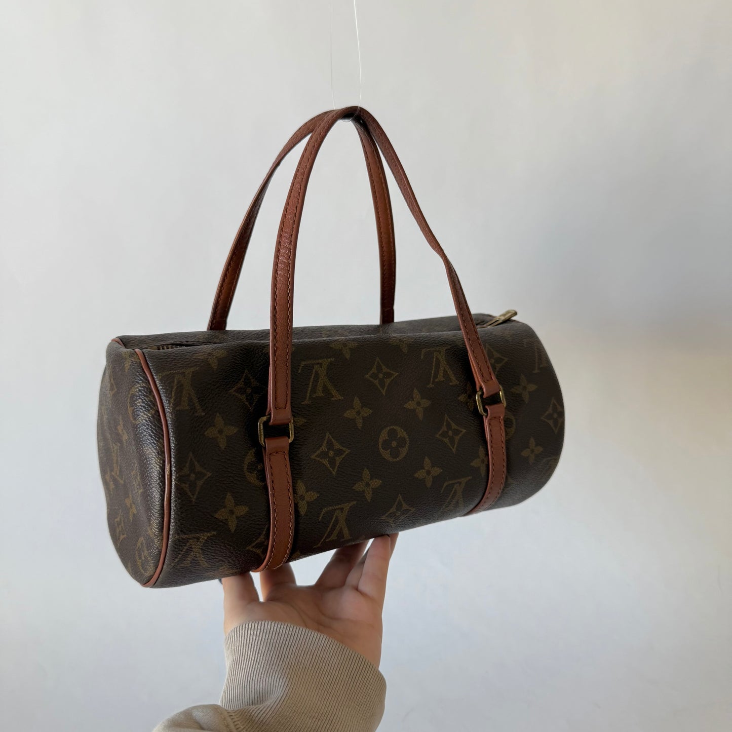 (Copy) Louis Vuitton Brown Monogram Papillon 26 Barrel Bag