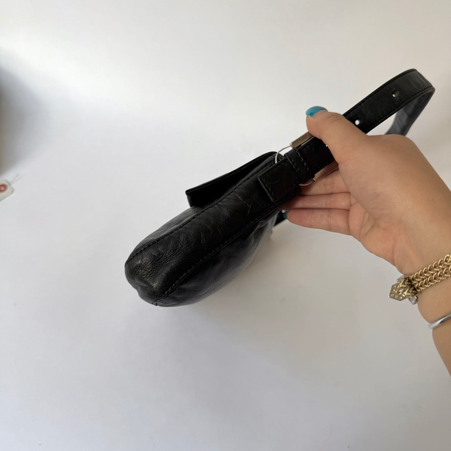 Fendi Black Leather Baguette Shoulder Bag