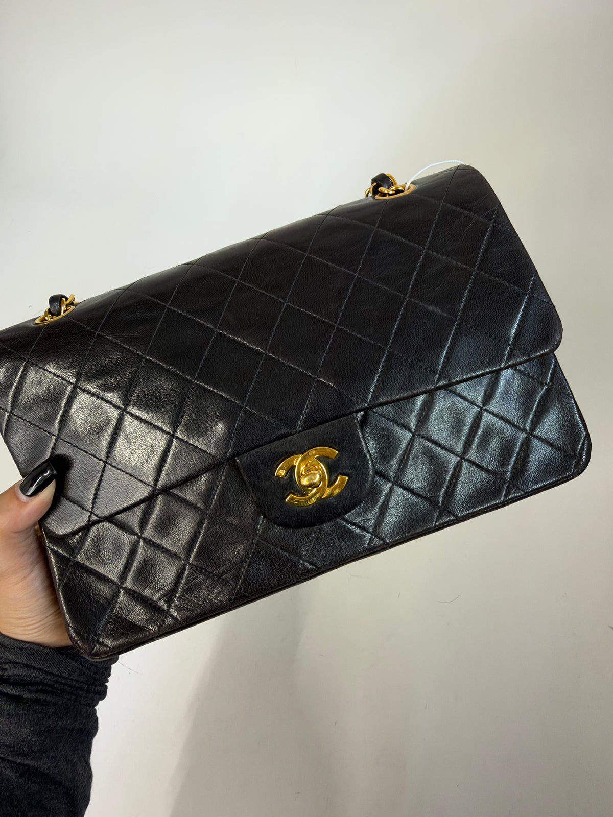 Chanel Dark Brown Lambskin Leather Quilted Matelasse Double Flap