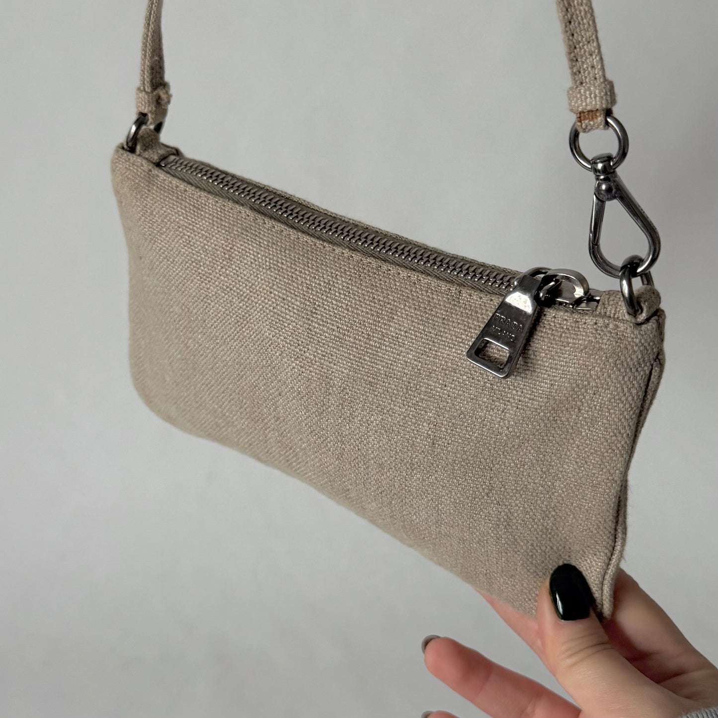 Prada Linen Mini Pochette Bag