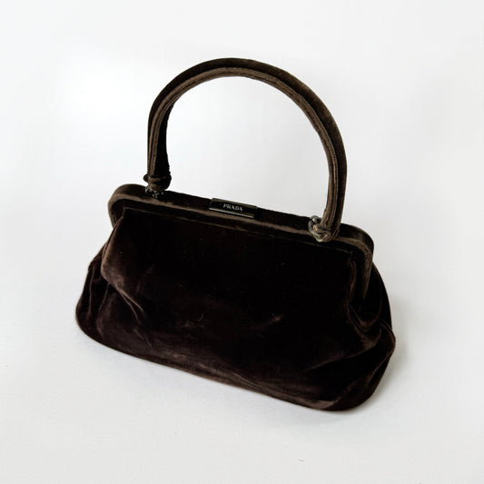 Prada Brown Velvet Party Shoulder Bag