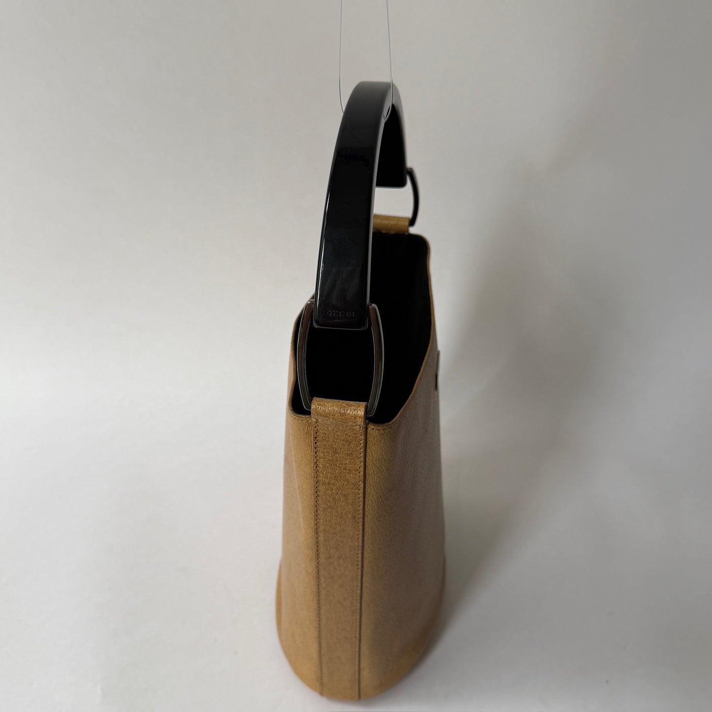 Gucci Brown Leather Bucket Bag w/ Acrylic Handle