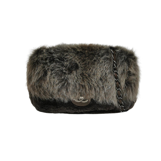 Chanel 2013 Green Ombre Rabbit Fur Flap