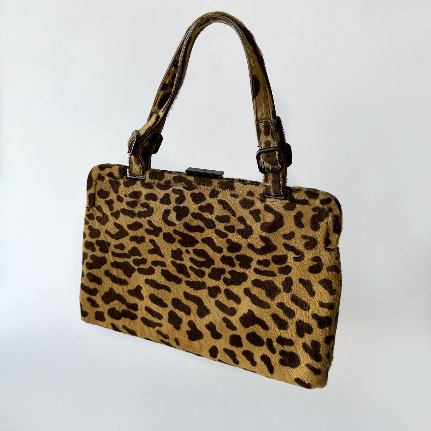 Prada Cheetah Printed Ponyhair Shoulder Bag