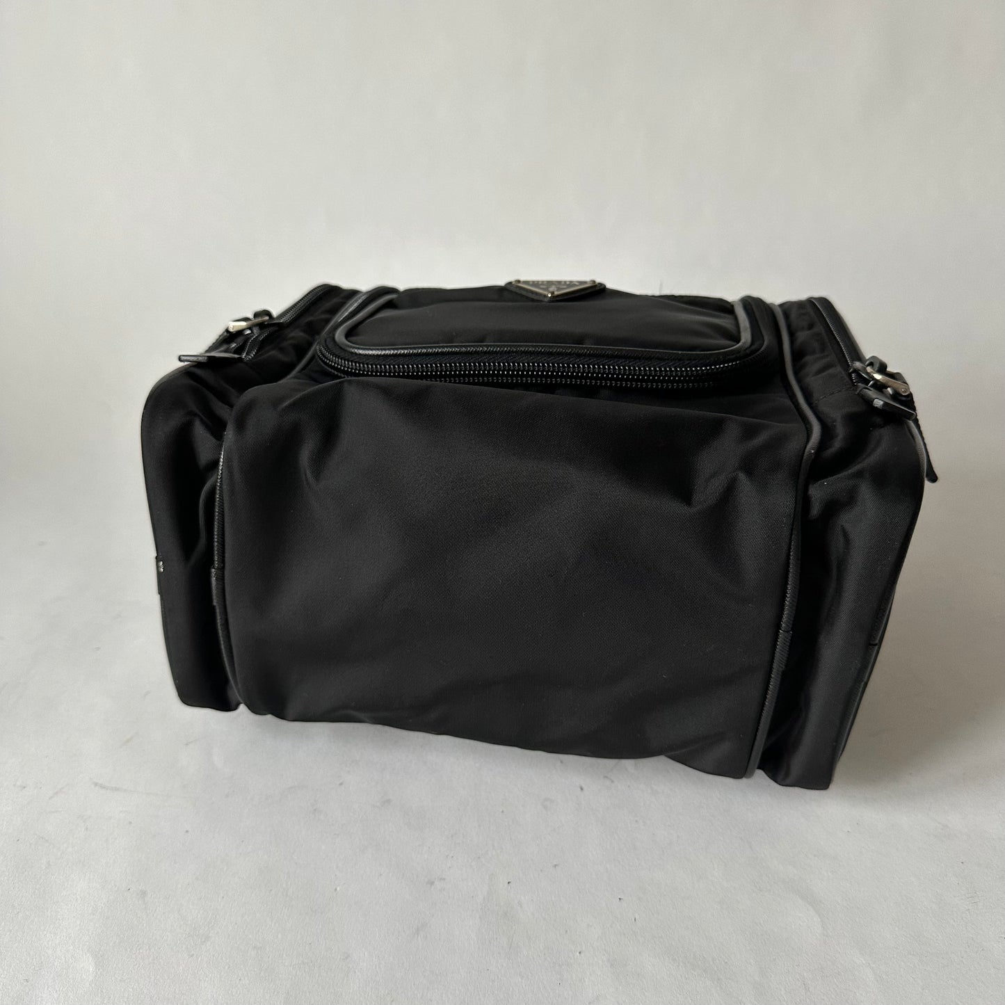 RARE Prada Black Nylon Mini Suitcase Attachment Vanity Bag