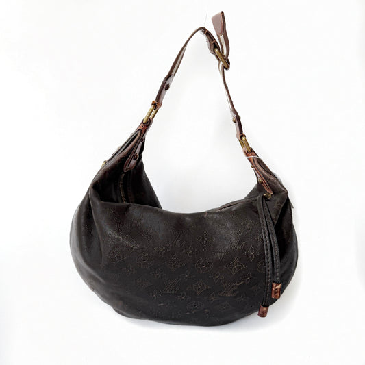 Louis Vuitton Brown Leather Monogram Perforated Mahina Onatah Hobo Bag