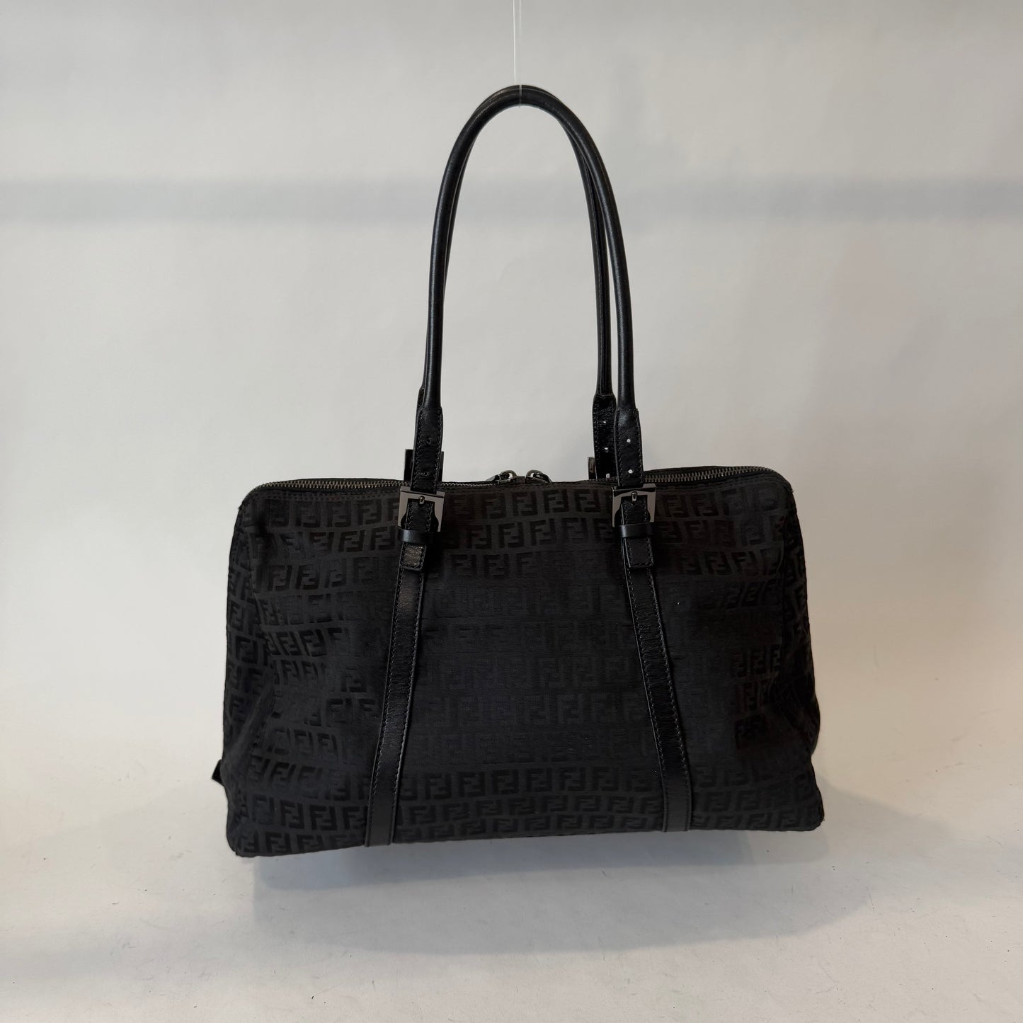 Fendi Black Zucchino Monogram Work Tote Bag