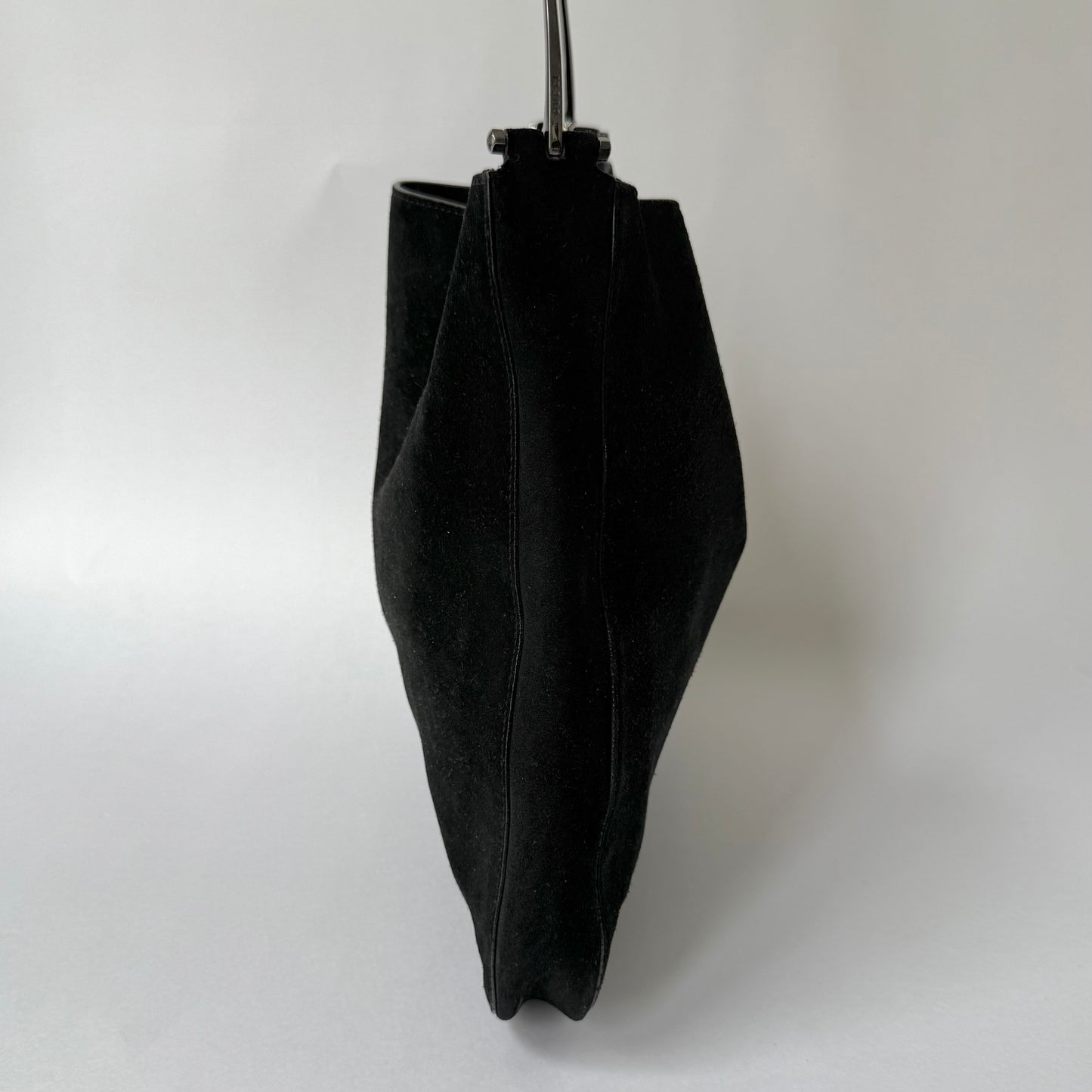 Gucci Black Suede Horsebit Shoulder Bag w/ Pouch