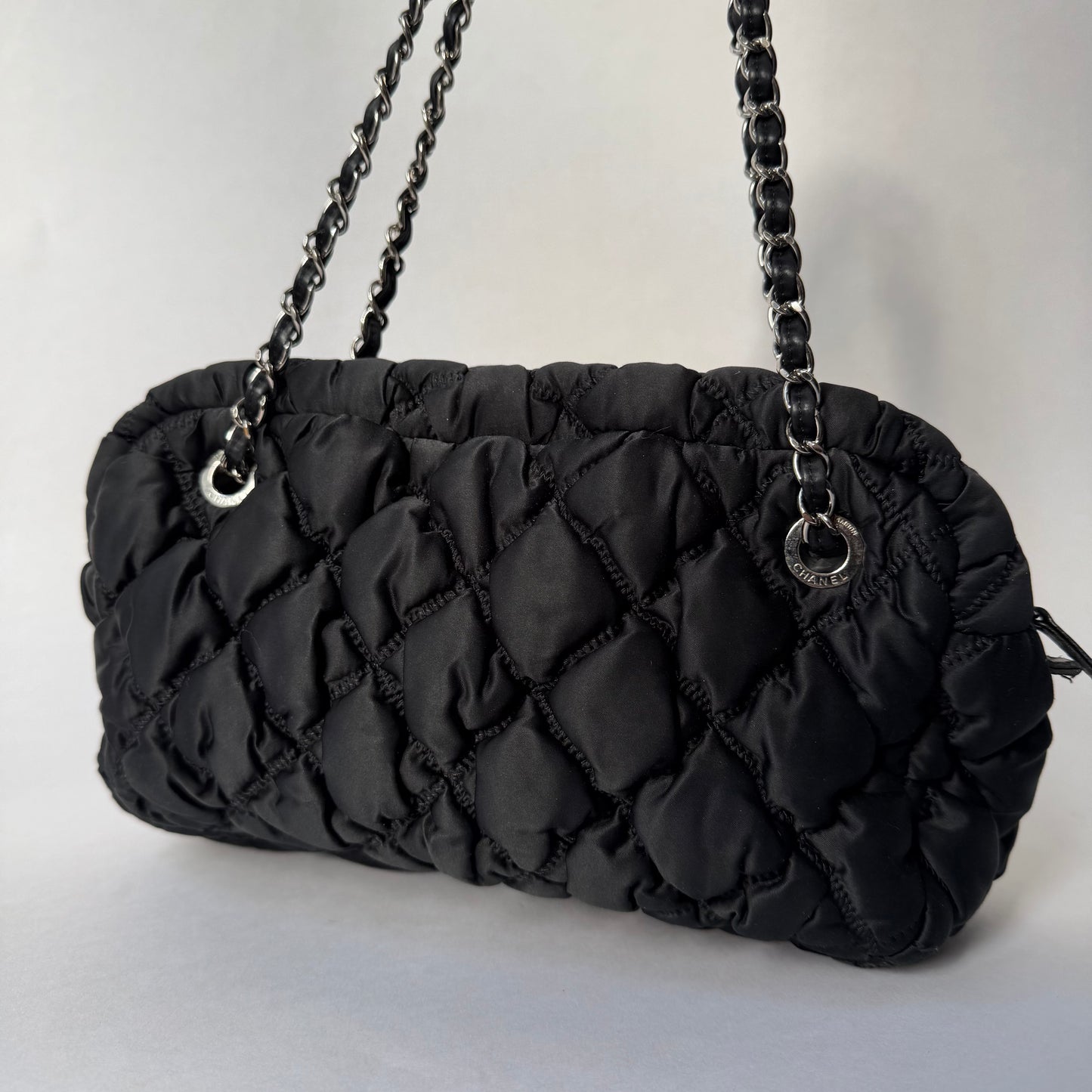Chanel Black Bubble Quilted Shoulder Bag
