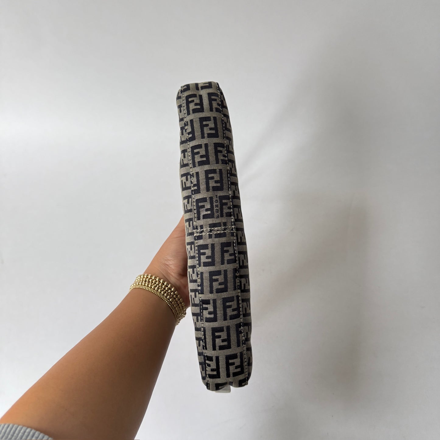 Fendi Navy Zucchino Canvas Pochette Shoulder Bag