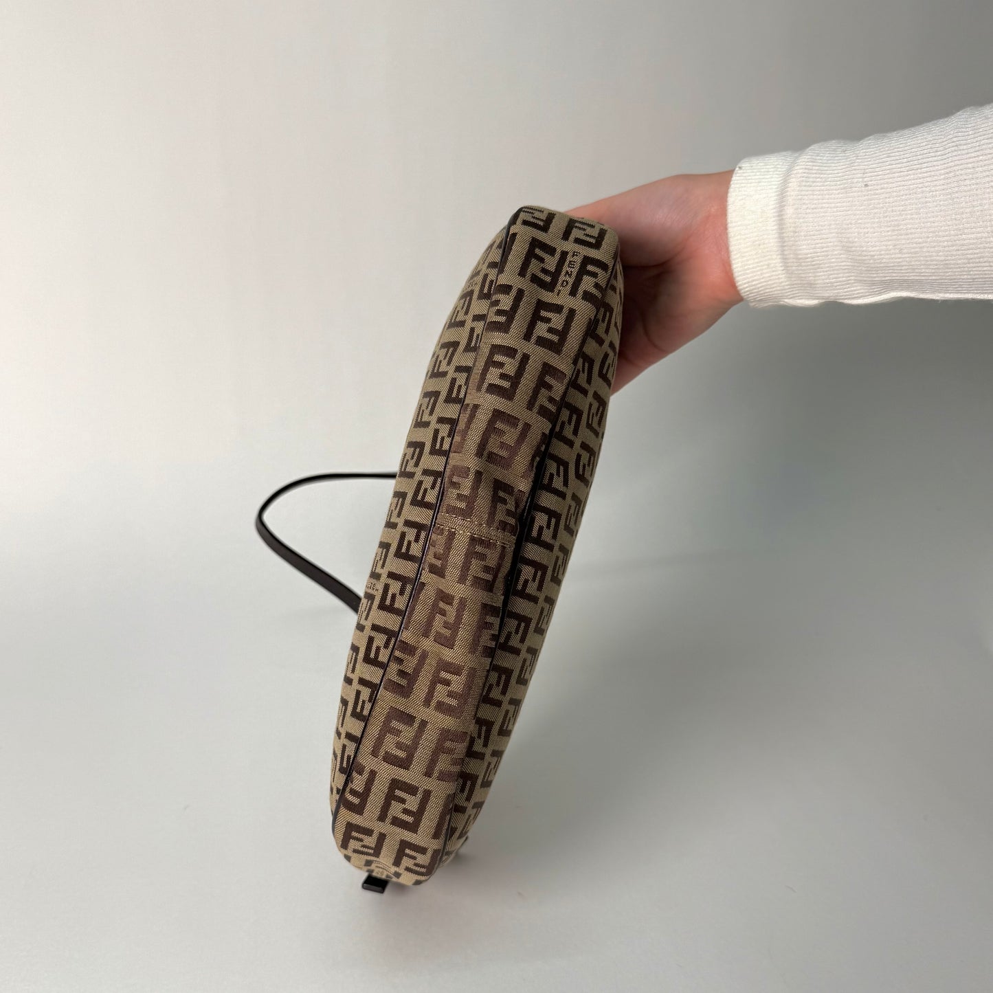 Fendi Brown Zucchino Monogram Shoulder Bag