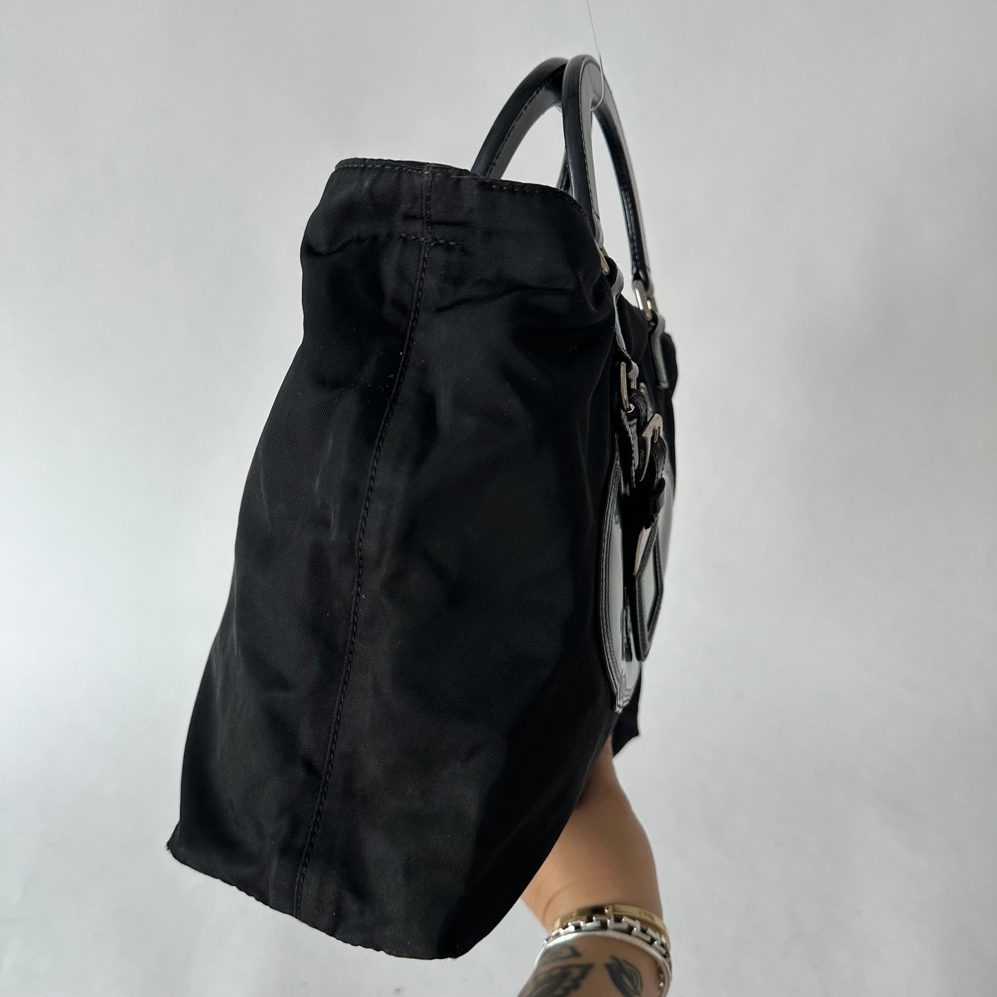 Prada Black Nylon Tessuto Top Handle Bag