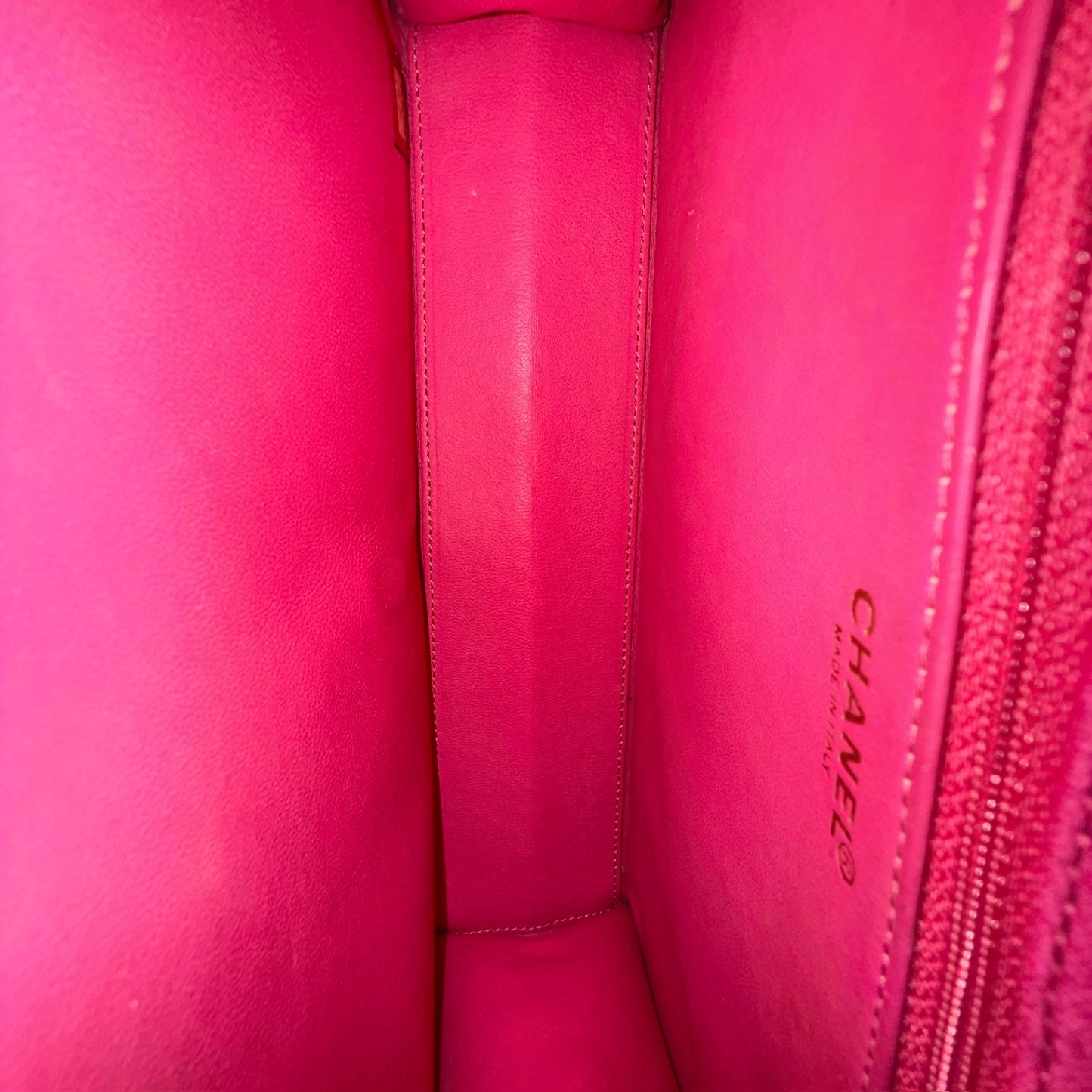 Chanel Pink Jersey & Patent Leather Micro Quilting Double Chain Flap Shoulder Bag