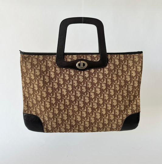 Christian Dior Brown Trotter Tote Top Handle Bag