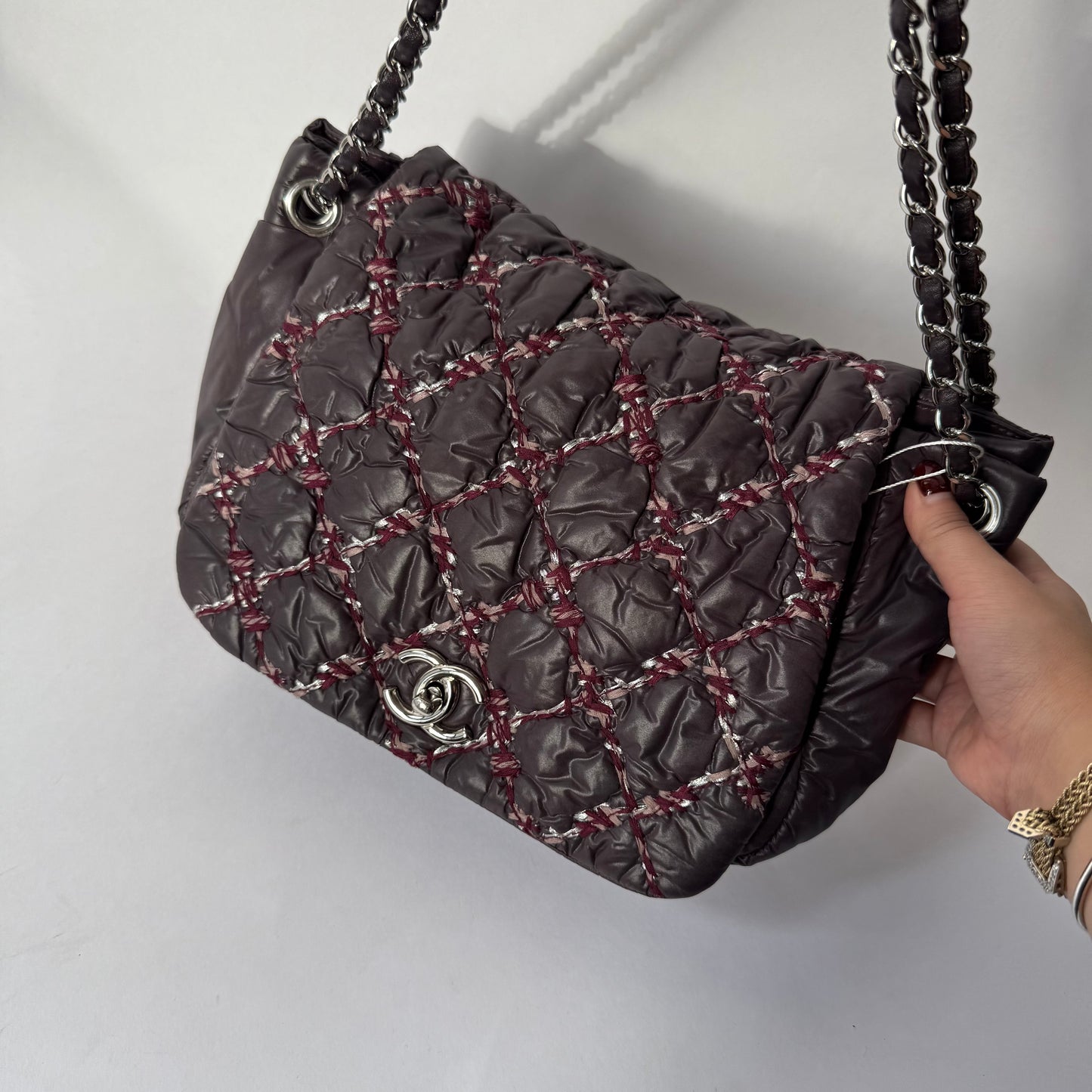 Chanel Paris-Byzance Purple Puffy Nylon Wild Stitch Flap