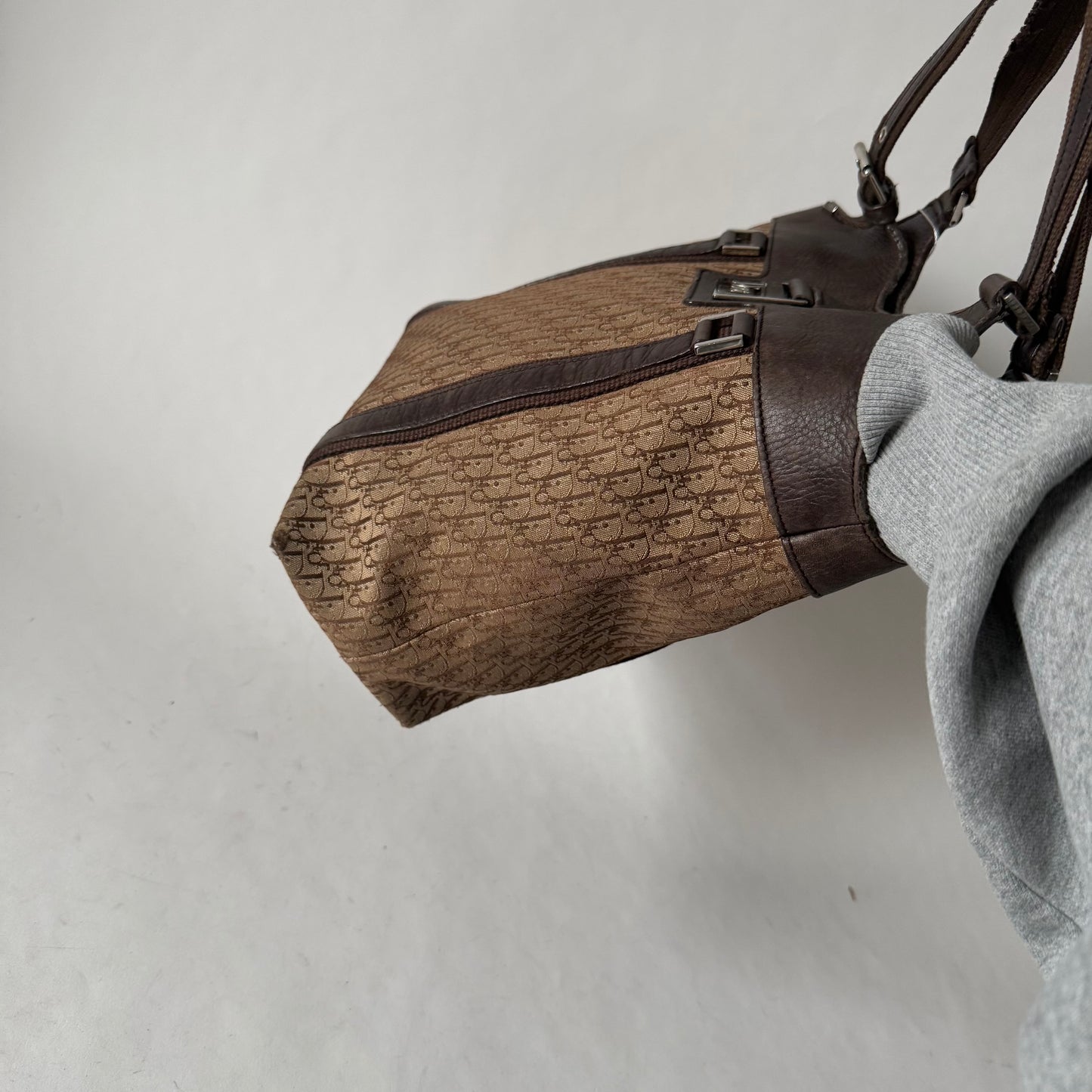 Christian Dior Brown Oblique Monogram Shoulder Tote