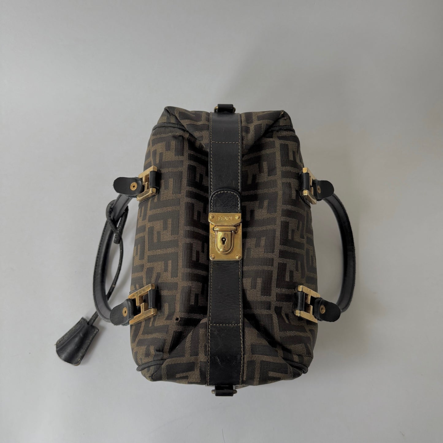 Fendi Brown Zucca Canvas Clip Top Tote Bag