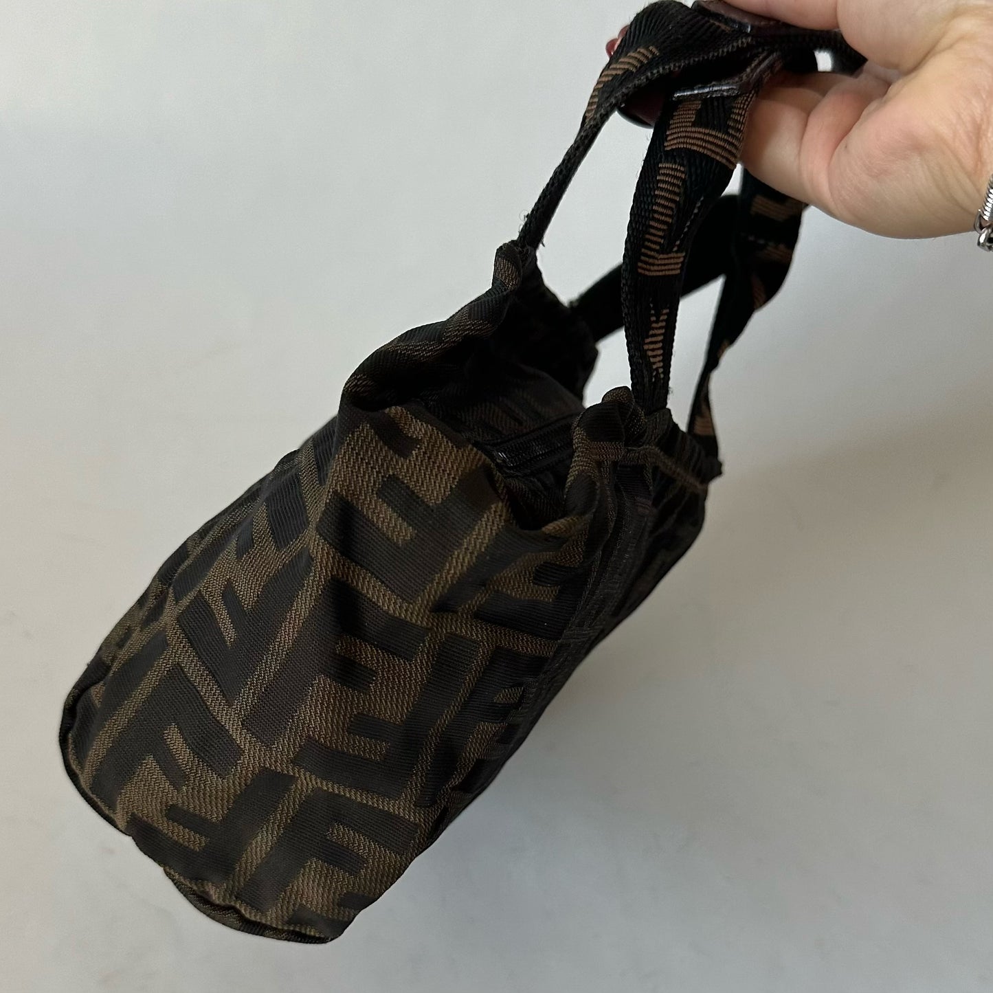 Fendi Brown Zucca Monogram Mini Top Handle Tote