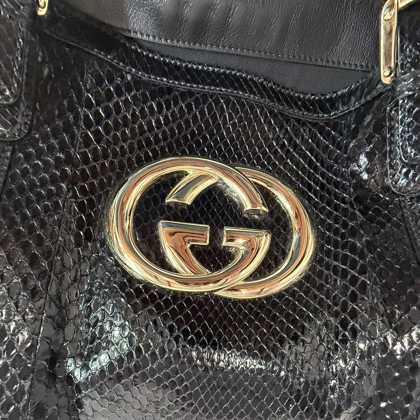 Gucci Black Python Leather Shoulder Bag