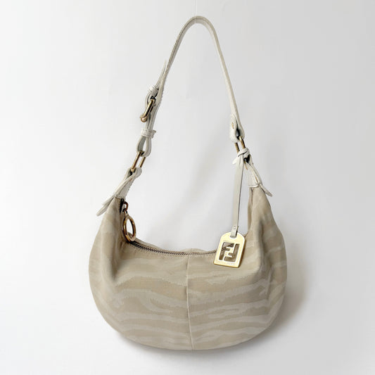 Fendi Cream Zebra Print Hobo bag