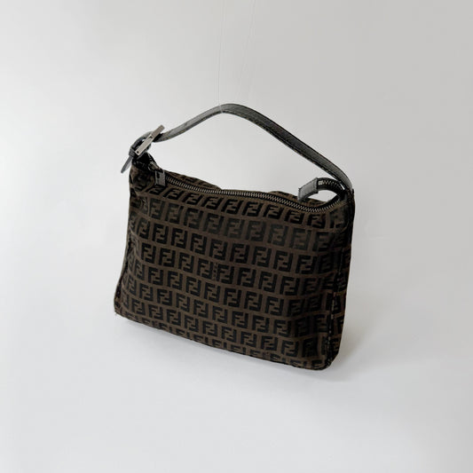 Fendi Brown Zucchino Canvas Mini Top Handle Bag
