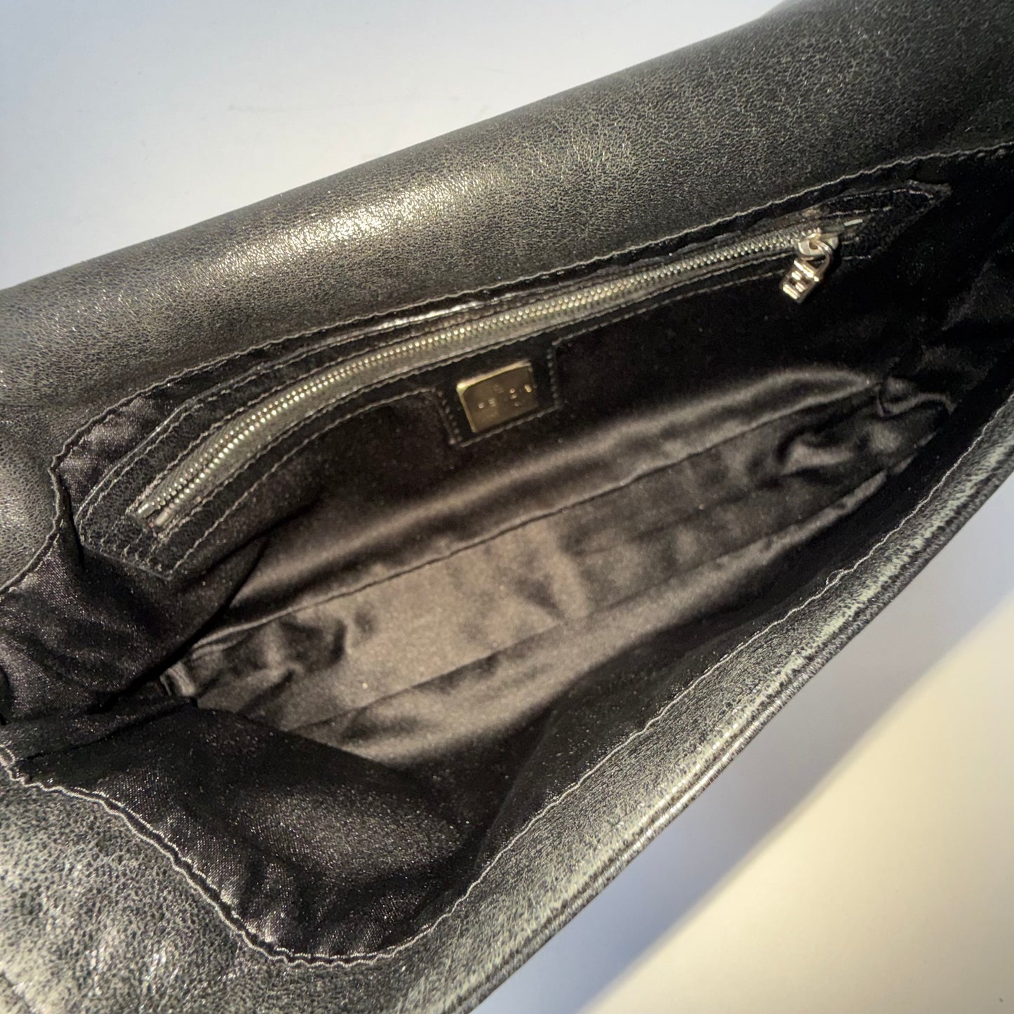 Fendi Black Leather Baguette Shoulder Bag