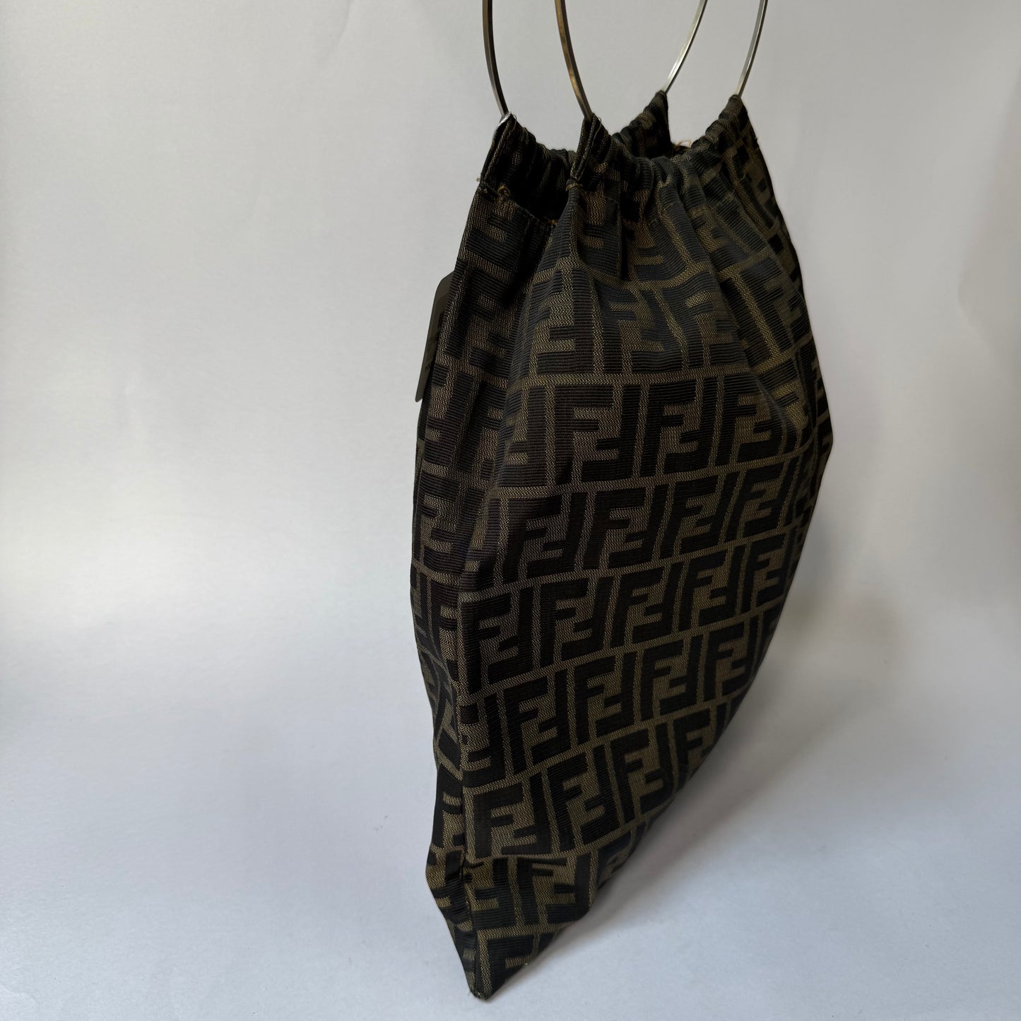Fendi Brown Zucca Canvas Tote w/ Circle Handle