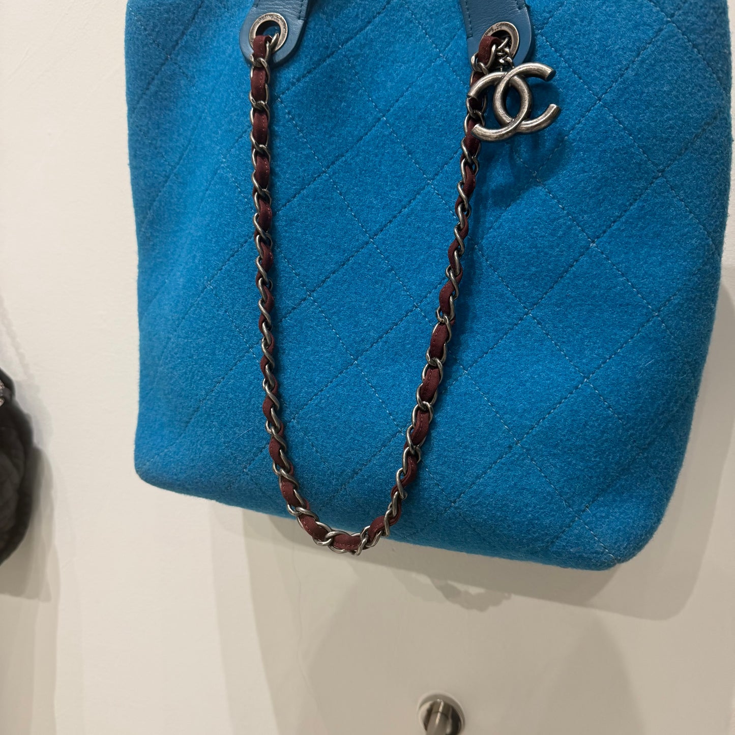 Chanel 2011 Blue Wool 2-Way Shoulder Tote Bag