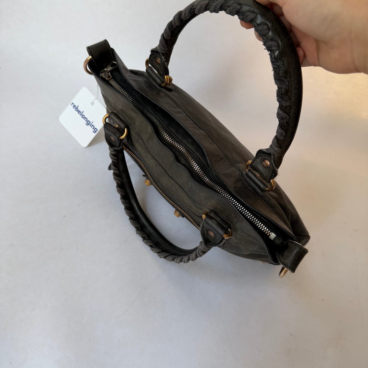 Balenciaga Dark Gray Lambskin Leather The First City Bag