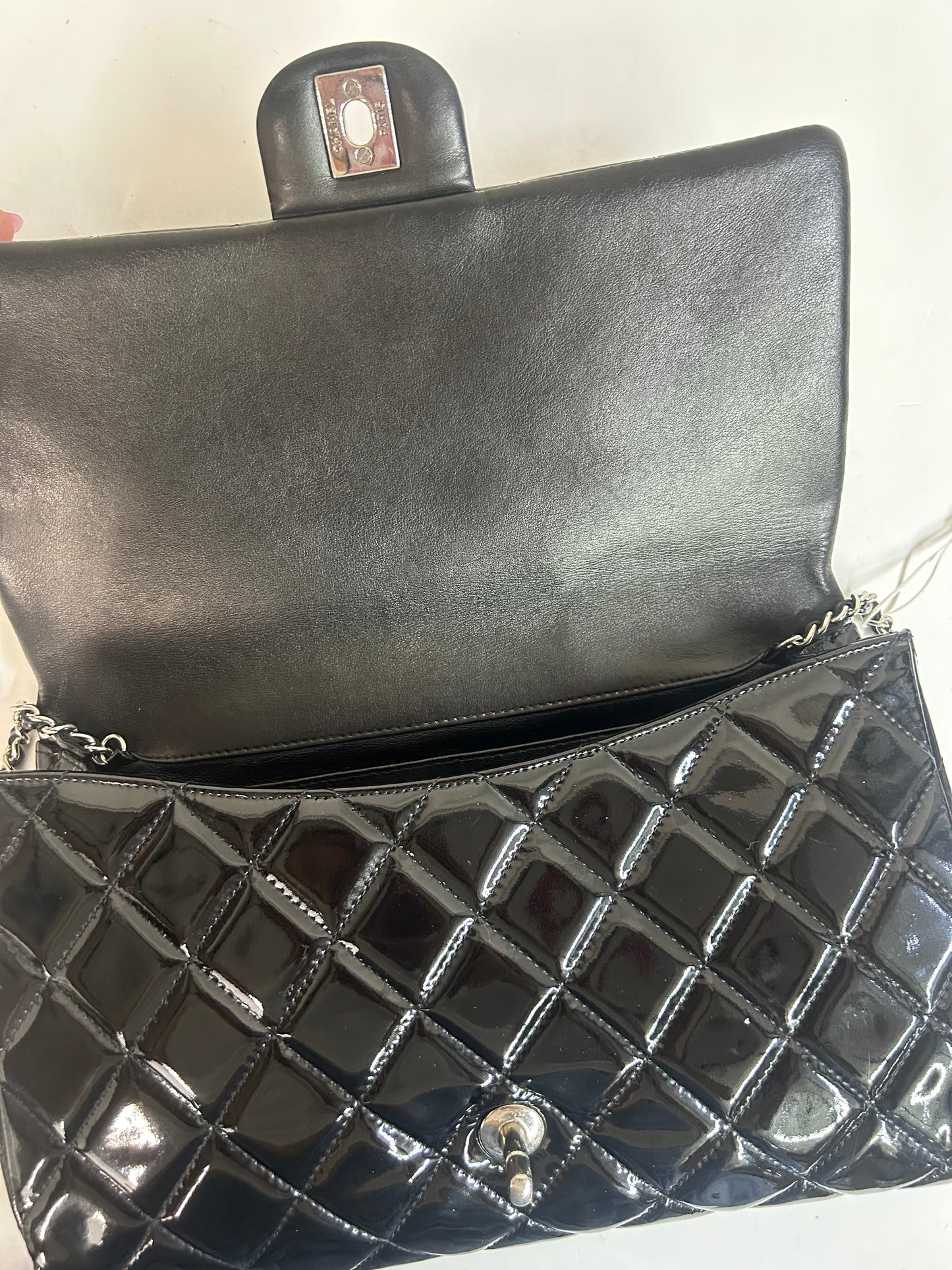 Chanel 2013 Black Patent Leather Shoulder Bag Convertible Clutch