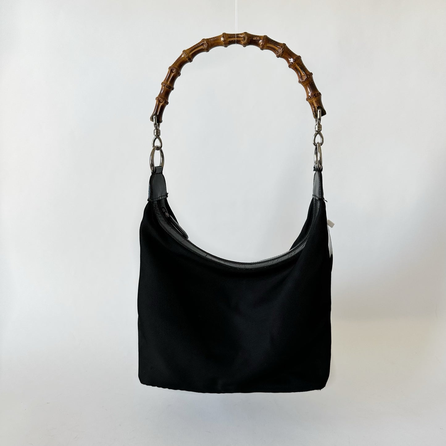 Gucci Black Nylon Bamboo Tote