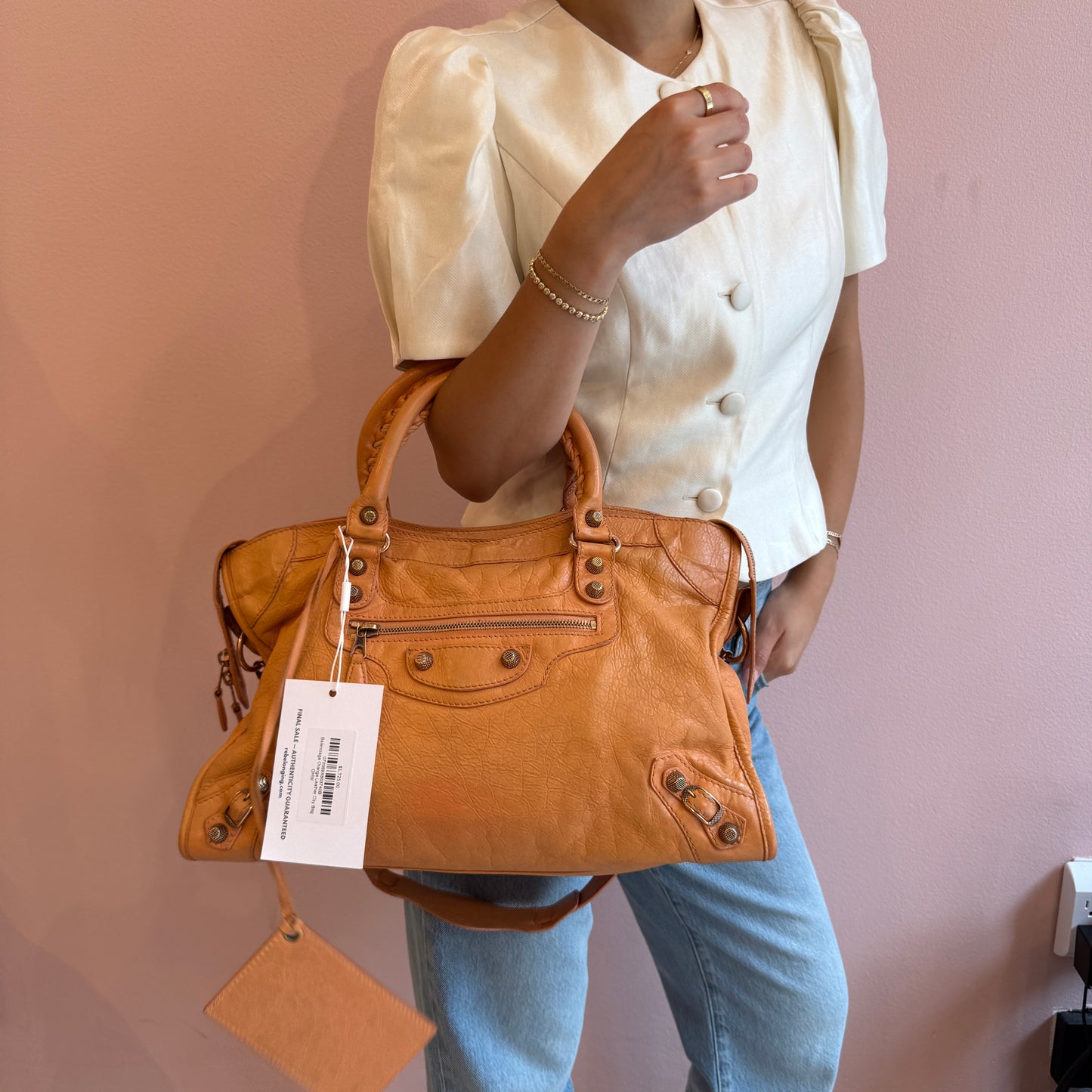 Balenciaga Orange Leather City Bag GHW