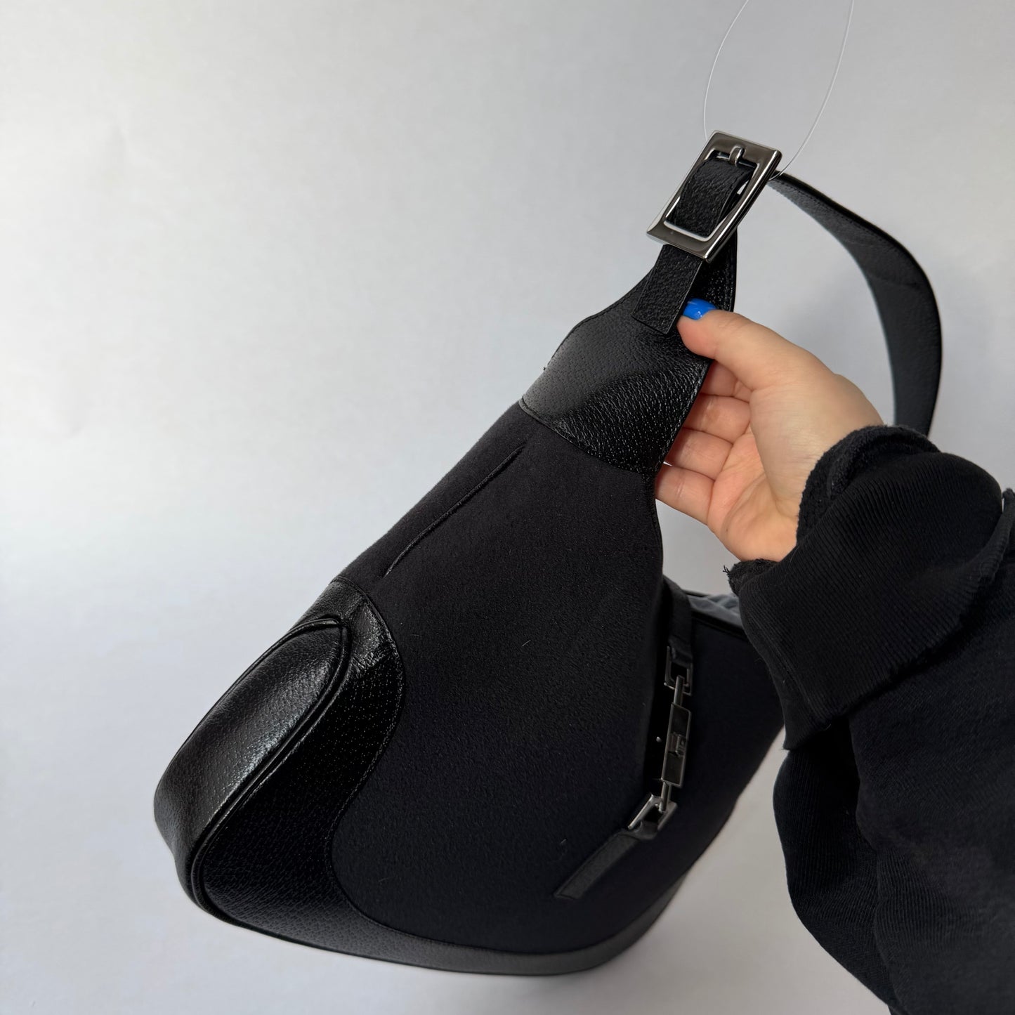 Gucci Black Wool Leather Jackie Shoulder Bag