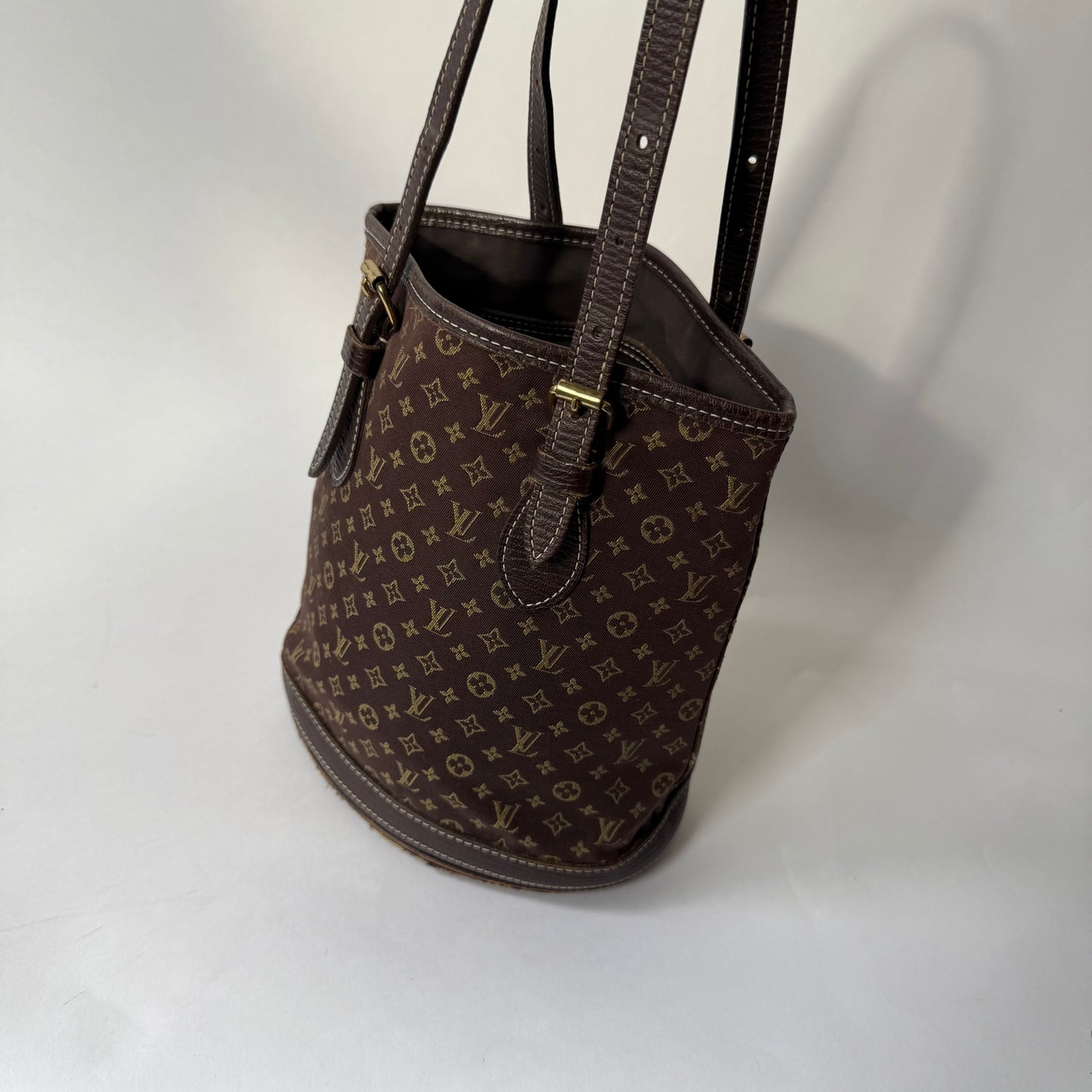 Louis Vuitton Brown Canvas Monogram Mini Lin Bucket PM Shoulder Bag
