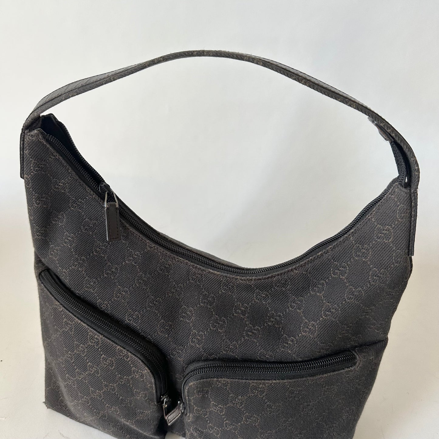Gucci Brown Canvas Double Pocket Tote Bag