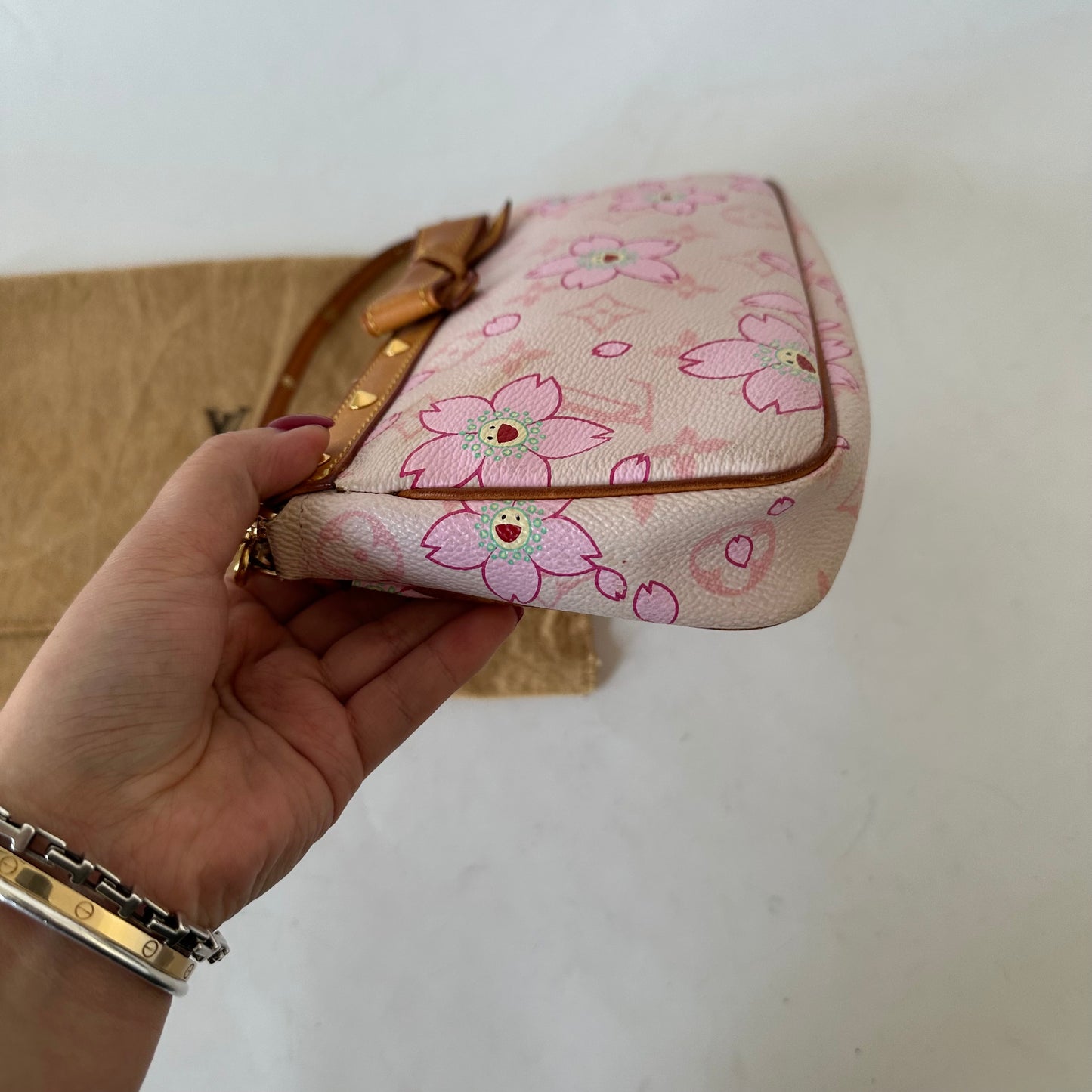 Louis Vuitton Pink Murakami Cherry Blossom Floral Pochette Accessories