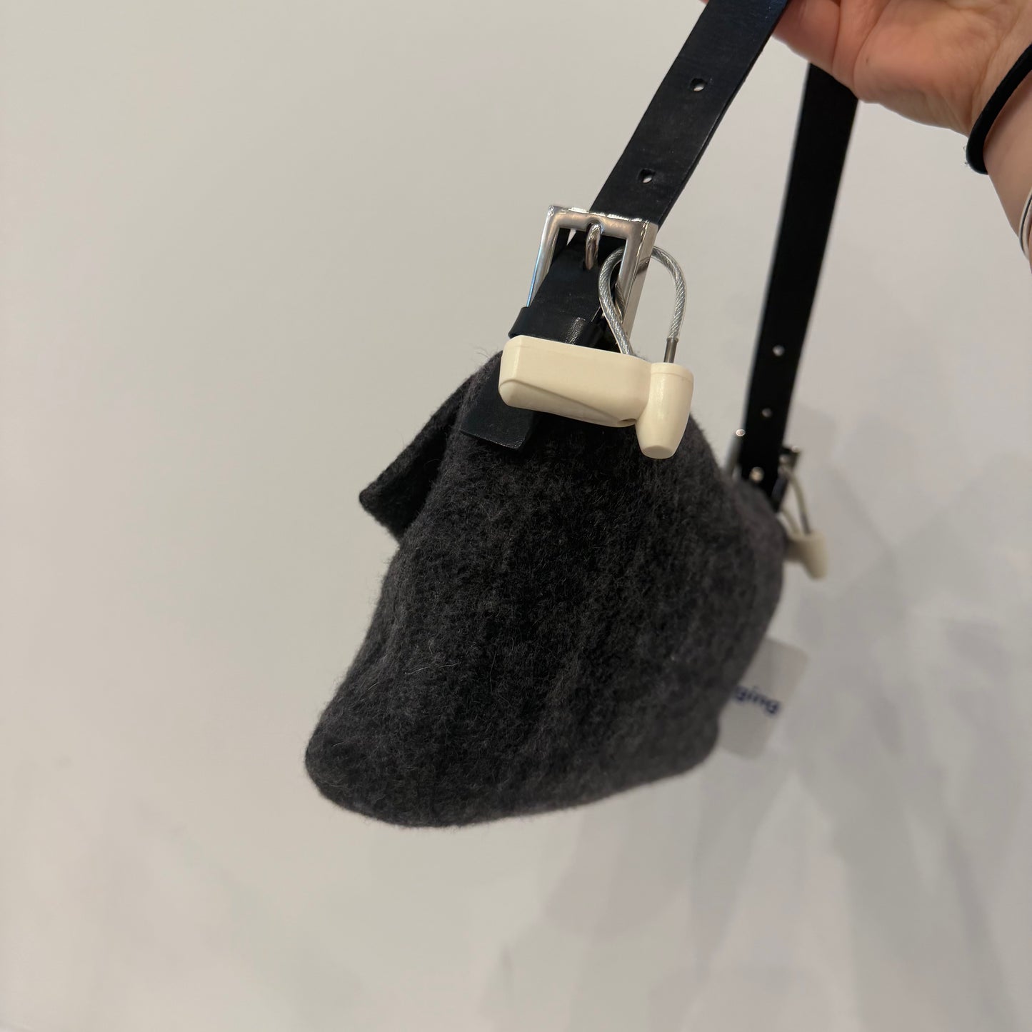 Fendi Gray Wool Zucca Fendi Baguette Shoulder Bag