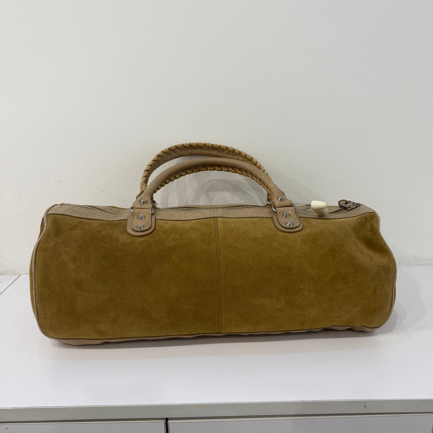 RARE Balenciaga Brown Suede Motorcycle Duffle Bag