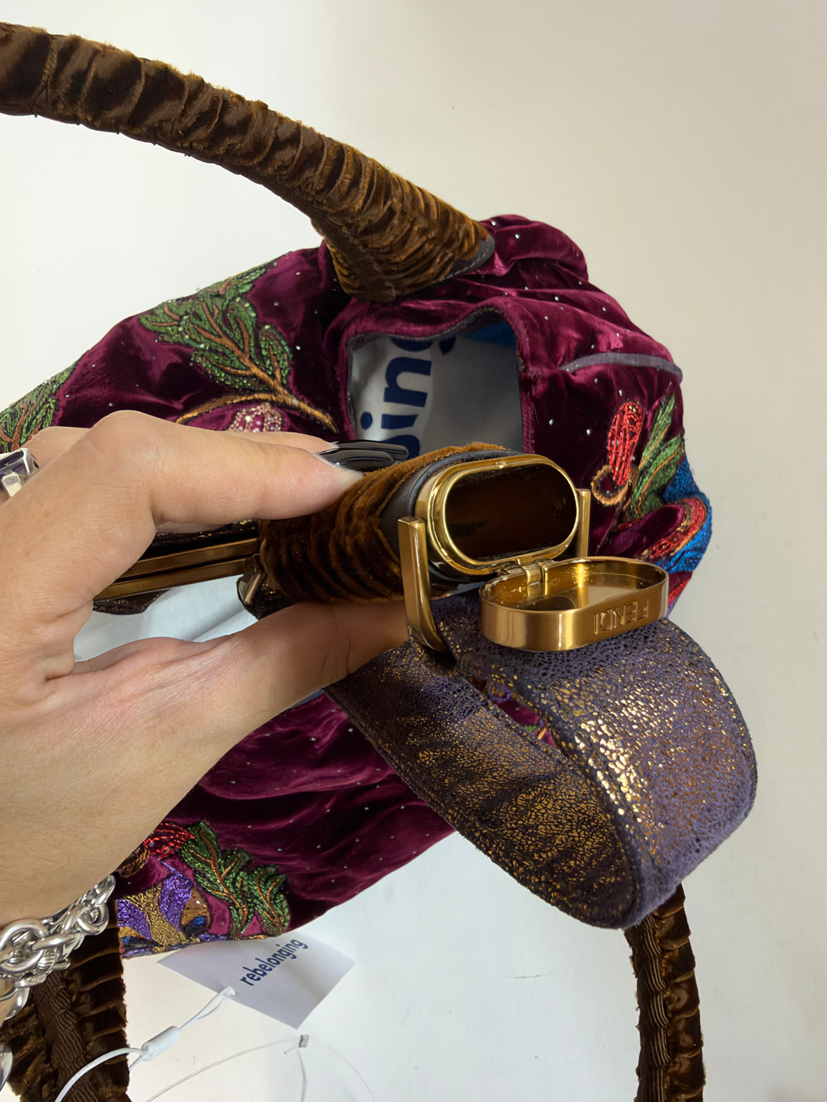 RARE Fendi Velour Squirrel Detail Multicolor Spy Bag