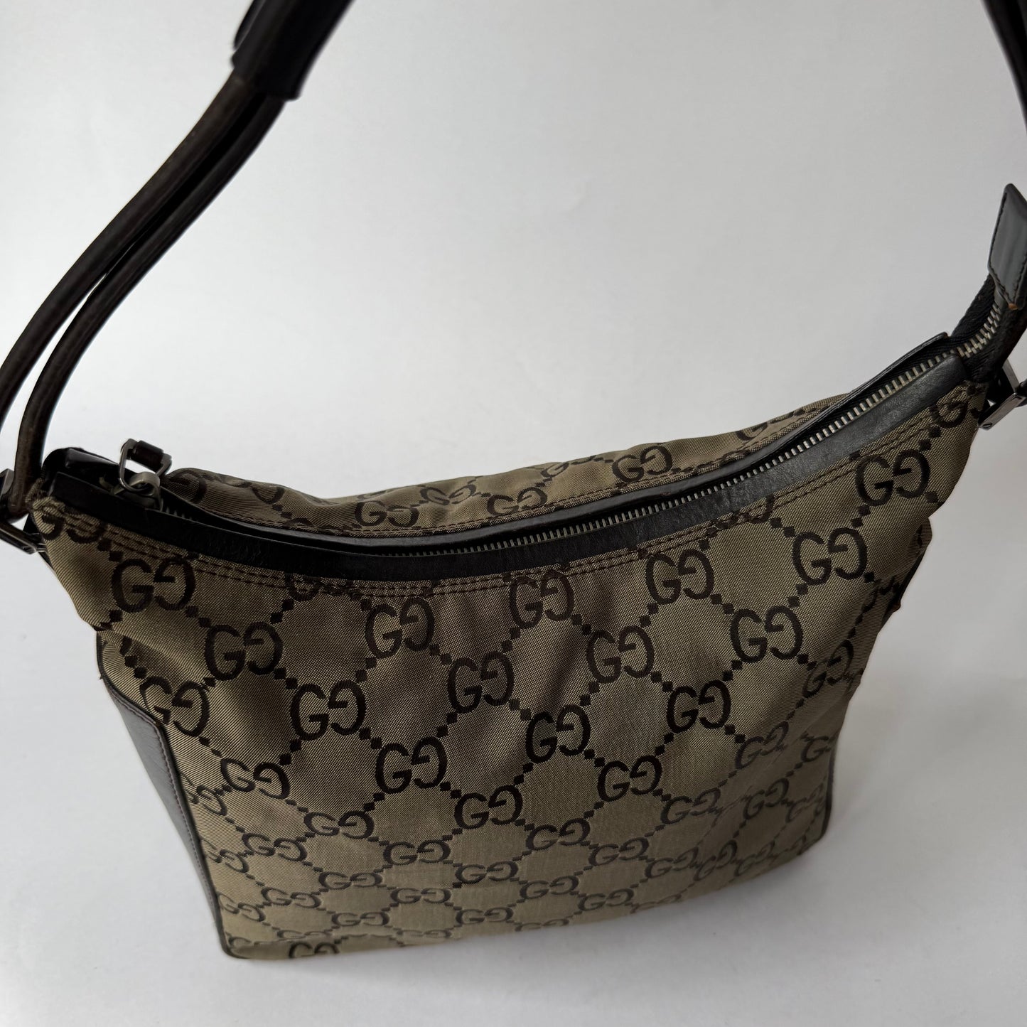 Gucci Brown Canvas Monogram Shoulder Bag