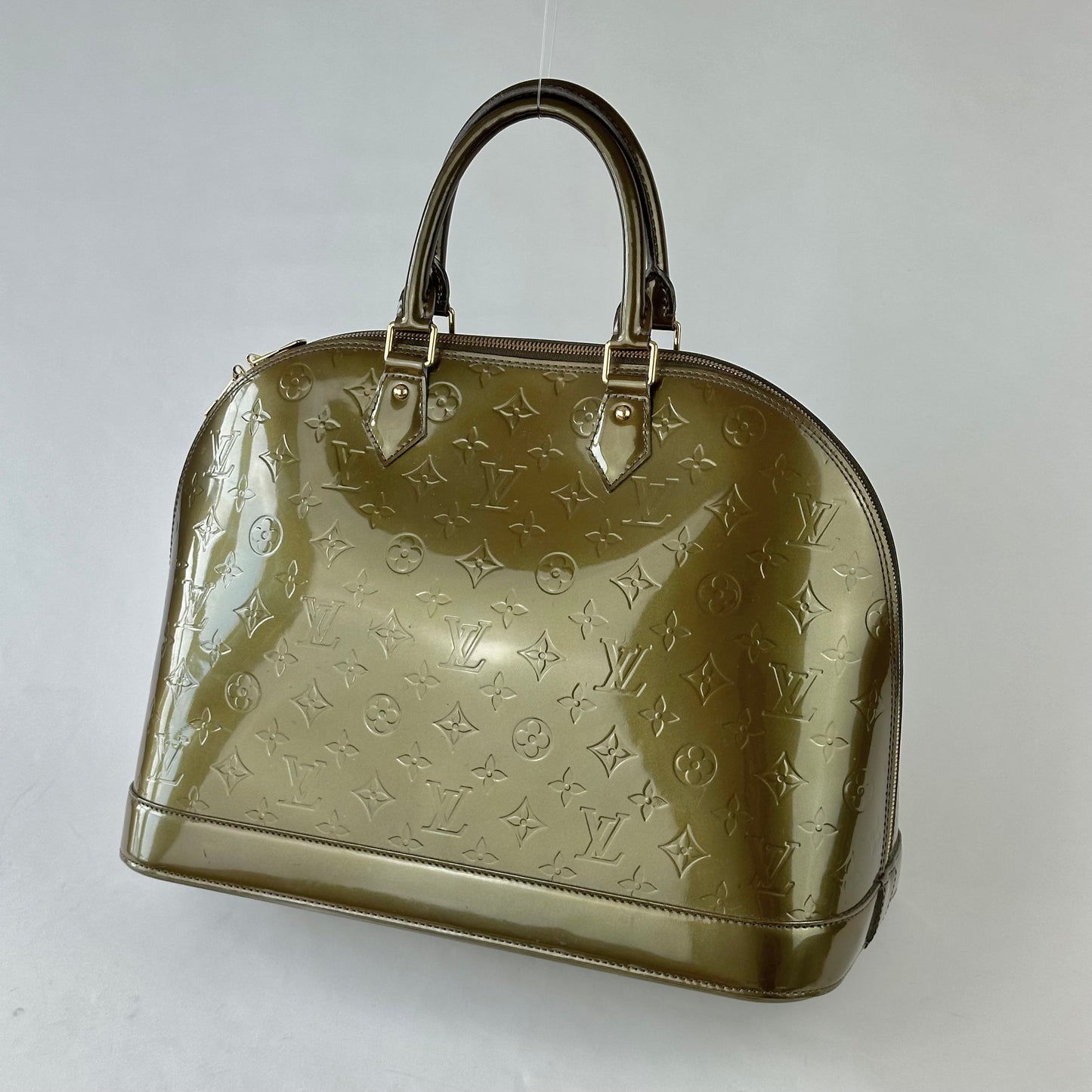 Louis Vuitton Vert Olive Alma GM Vernis Patent Leather Monogram Jumbo Bag